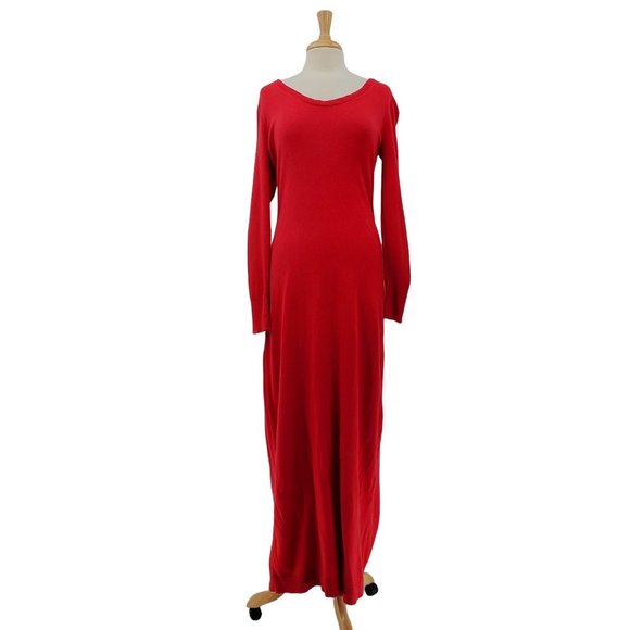 Victoria's Secret Dresses & Skirts - Victoria's Secret Cashmere Cotton Blend Red Maxi Dress Women's Sz L Long Sleeve